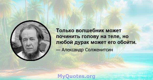 Только волшебник может починить голову на теле, но любой дурак может его обойти.