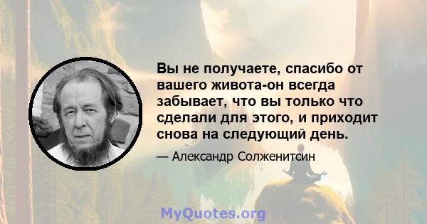 Вы не получаете, спасибо от вашего живота-он всегда забывает, что вы только что сделали для этого, и приходит снова на следующий день.