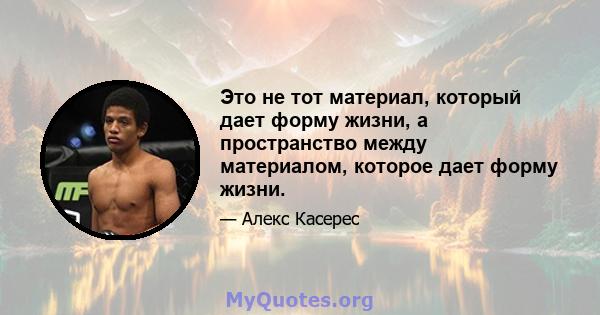 Это не тот материал, который дает форму жизни, а пространство между материалом, которое дает форму жизни.