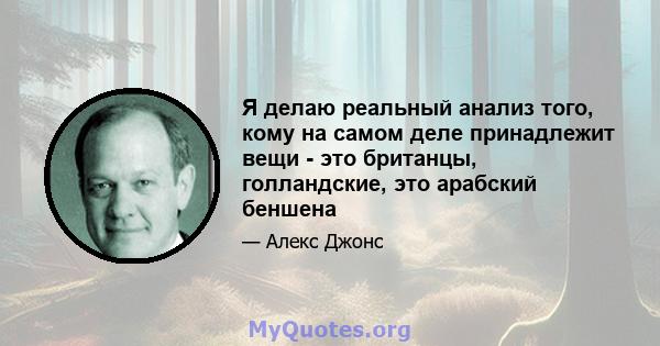 Я делаю реальный анализ того, кому на самом деле принадлежит вещи - это британцы, голландские, это арабский беншена