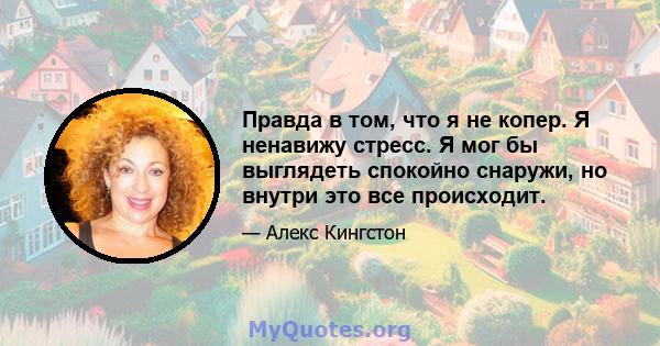 Правда в том, что я не копер. Я ненавижу стресс. Я мог бы выглядеть спокойно снаружи, но внутри это все происходит.