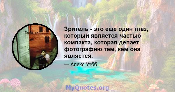 Зритель - это еще один глаз, который является частью компакта, которая делает фотографию тем, кем она является.