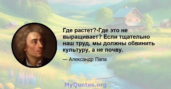 Где растет?-Где это не выращивает? Если тщательно наш труд, мы должны обвинить культуру, а не почву.