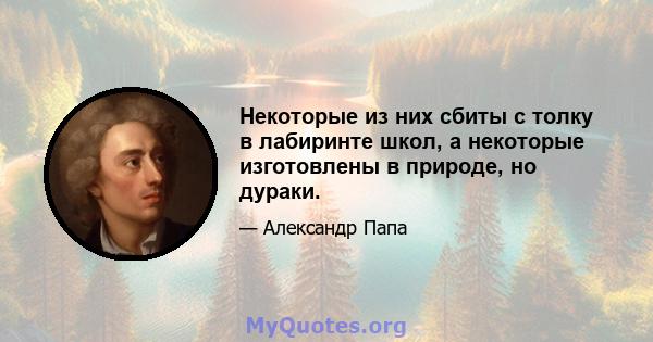 Некоторые из них сбиты с толку в лабиринте школ, а некоторые изготовлены в природе, но дураки.