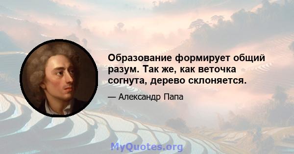 Образование формирует общий разум. Так же, как веточка согнута, дерево склоняется.