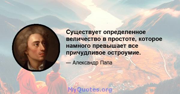 Существует определенное величество в простоте, которое намного превышает все причудливое остроумие.