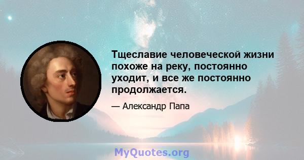 Тщеславие человеческой жизни похоже на реку, постоянно уходит, и все же постоянно продолжается.