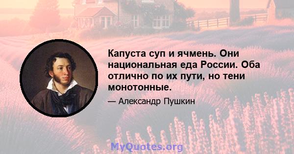 Капуста суп и ячмень. Они национальная еда России. Оба отлично по их пути, но тени монотонные.