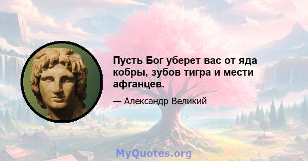 Пусть Бог уберет вас от яда кобры, зубов тигра и мести афганцев.