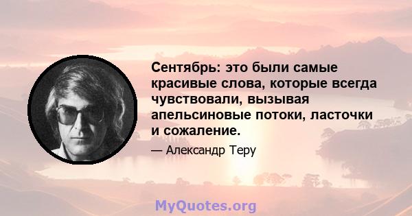 Сентябрь: это были самые красивые слова, которые всегда чувствовали, вызывая апельсиновые потоки, ласточки и сожаление.