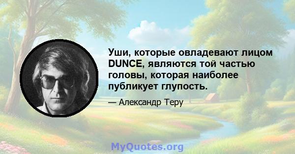 Уши, которые овладевают лицом DUNCE, являются той частью головы, которая наиболее публикует глупость.