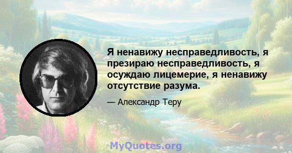 Я ненавижу несправедливость, я презираю несправедливость, я осуждаю лицемерие, я ненавижу отсутствие разума.