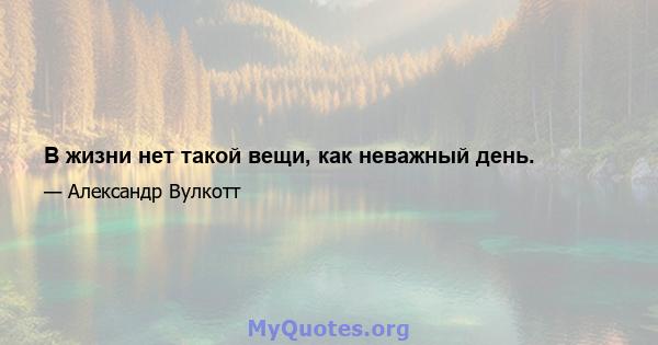 В жизни нет такой вещи, как неважный день.