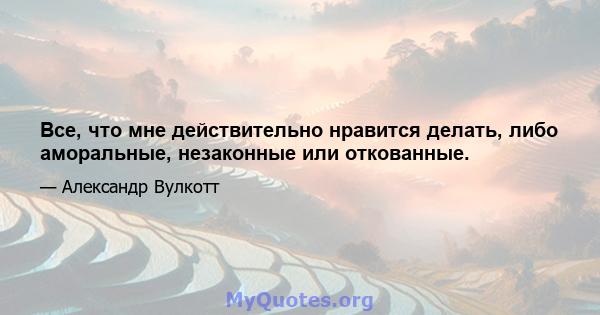 Все, что мне действительно нравится делать, либо аморальные, незаконные или откованные.