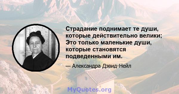 Страдание поднимает те души, которые действительно велики; Это только маленькие души, которые становятся подведенными им.