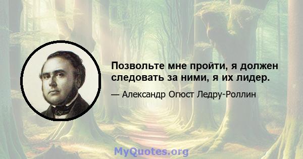 Позвольте мне пройти, я должен следовать за ними, я их лидер.