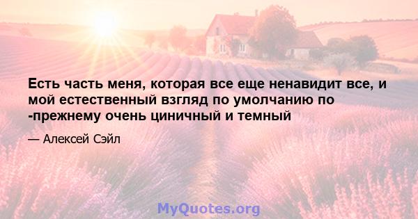 Есть часть меня, которая все еще ненавидит все, и мой естественный взгляд по умолчанию по -прежнему очень циничный и темный