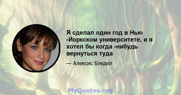 Я сделал один год в Нью -Йоркском университете, и я хотел бы когда -нибудь вернуться туда