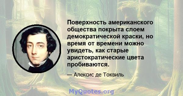 Поверхность американского общества покрыта слоем демократической краски, но время от времени можно увидеть, как старые аристократические цвета пробиваются.