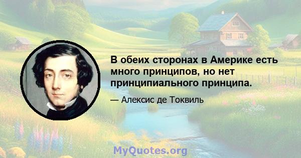 В обеих сторонах в Америке есть много принципов, но нет принципиального принципа.