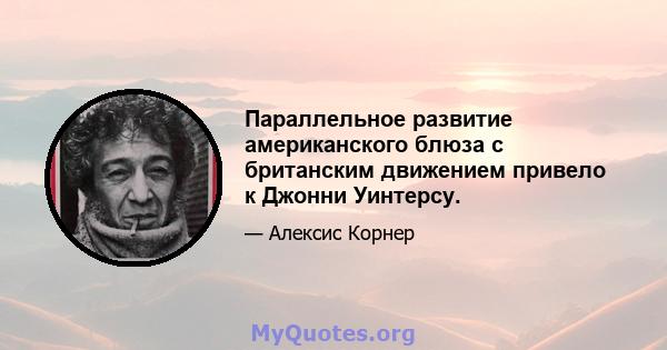 Параллельное развитие американского блюза с британским движением привело к Джонни Уинтерсу.