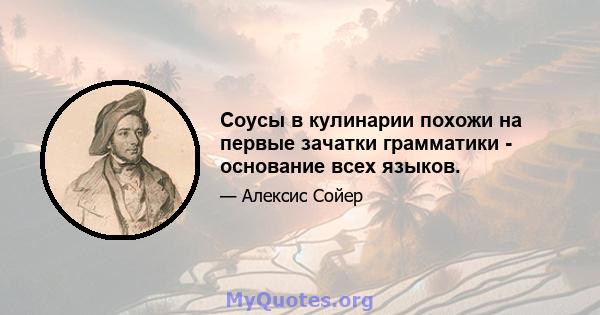 Соусы в кулинарии похожи на первые зачатки грамматики - основание всех языков.