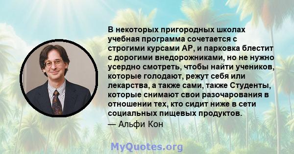 В некоторых пригородных школах учебная программа сочетается с строгими курсами AP, и парковка блестит с дорогими внедорожниками, но не нужно усердно смотреть, чтобы найти учеников, которые голодают, режут себя или