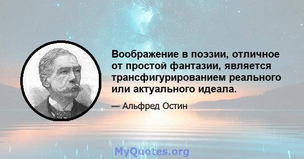 Воображение в поэзии, отличное от простой фантазии, является трансфигурированием реального или актуального идеала.