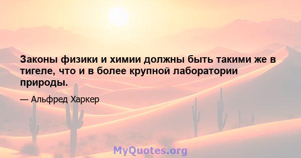 Законы физики и химии должны быть такими же в тигеле, что и в более крупной лаборатории природы.