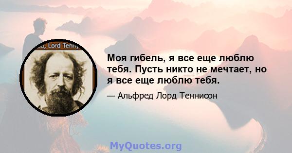 Моя гибель, я все еще люблю тебя. Пусть никто не мечтает, но я все еще люблю тебя.