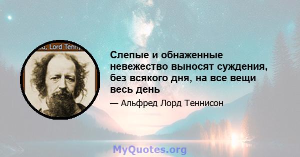 Слепые и обнаженные невежество выносят суждения, без всякого дня, на все вещи весь день