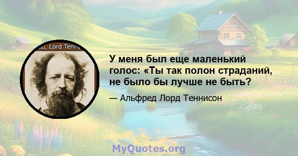 У меня был еще маленький голос: «Ты так полон страданий, не было бы лучше не быть?