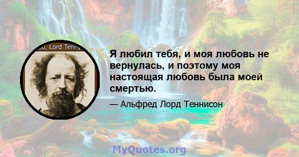 Я любил тебя, и моя любовь не вернулась, и поэтому моя настоящая любовь была моей смертью.