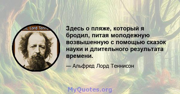 Здесь о пляже, который я бродил, питая молодежную возвышенную с помощью сказок науки и длительного результата времени.