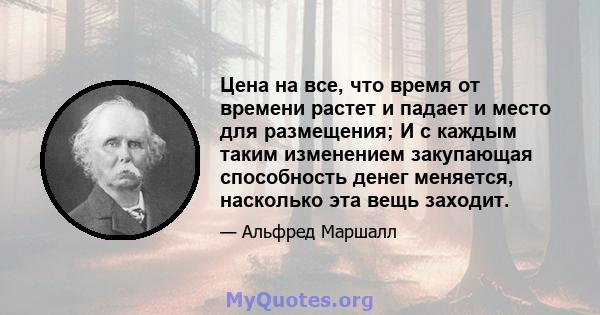 Цена на все, что время от времени растет и падает и место для размещения; И с каждым таким изменением закупающая способность денег меняется, насколько эта вещь заходит.