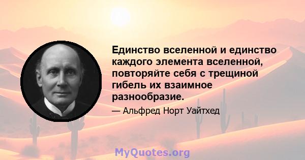 Единство вселенной и единство каждого элемента вселенной, повторяйте себя с трещиной гибель их взаимное разнообразие.