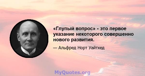 «Глупый вопрос» - это первое указание некоторого совершенно нового развития.