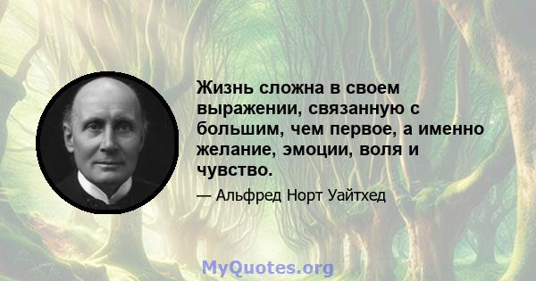 Жизнь сложна в своем выражении, связанную с большим, чем первое, а именно желание, эмоции, воля и чувство.