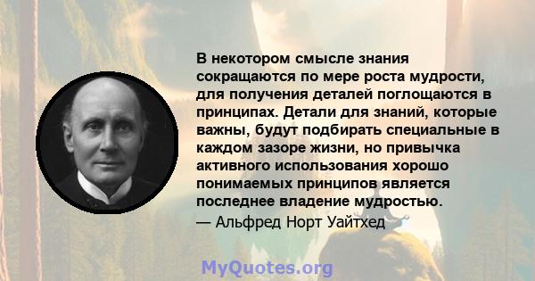 В некотором смысле знания сокращаются по мере роста мудрости, для получения деталей поглощаются в принципах. Детали для знаний, которые важны, будут подбирать специальные в каждом зазоре жизни, но привычка активного