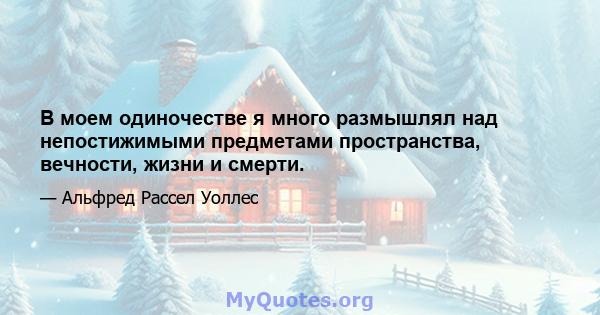 В моем одиночестве я много размышлял над непостижимыми предметами пространства, вечности, жизни и смерти.