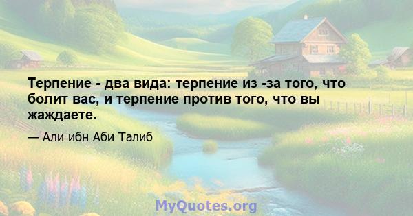 Терпение - два вида: терпение из -за того, что болит вас, и терпение против того, что вы жаждаете.