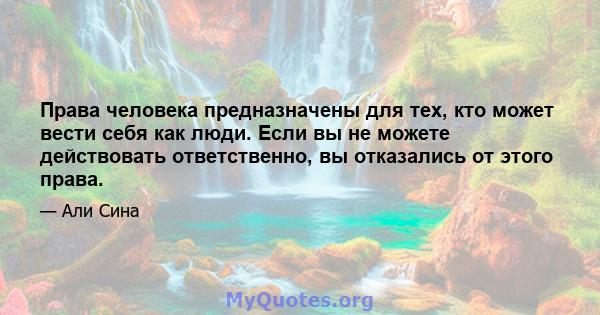 Права человека предназначены для тех, кто может вести себя как люди. Если вы не можете действовать ответственно, вы отказались от этого права.