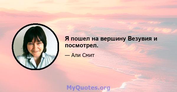 Я пошел на вершину Везувия и посмотрел.