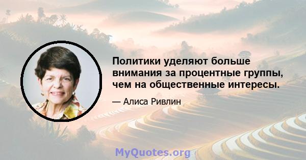 Политики уделяют больше внимания за процентные группы, чем на общественные интересы.