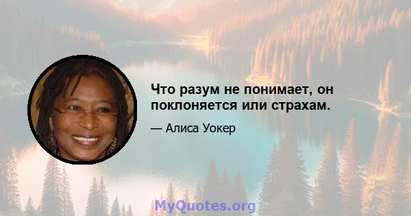 Что разум не понимает, он поклоняется или страхам.