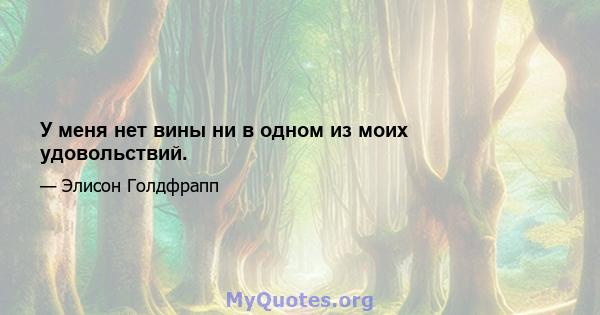 У меня нет вины ни в одном из моих удовольствий.