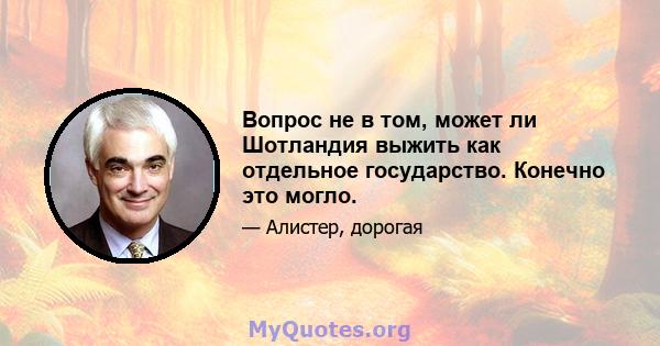 Вопрос не в том, может ли Шотландия выжить как отдельное государство. Конечно это могло.