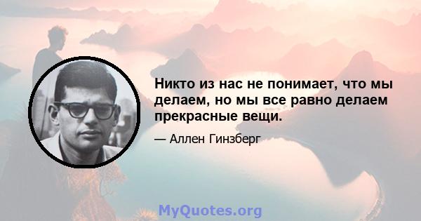 Никто из нас не понимает, что мы делаем, но мы все равно делаем прекрасные вещи.