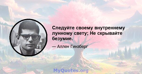 Следуйте своему внутреннему лунному свету; Не скрывайте безумие.