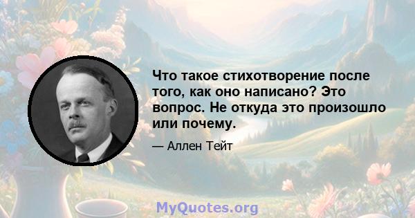 Что такое стихотворение после того, как оно написано? Это вопрос. Не откуда это произошло или почему.